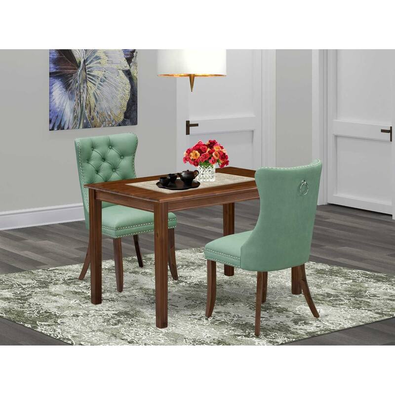 3-Piece Antique Walnut Finish Rectangular Solid Wood Top Dining Table Set