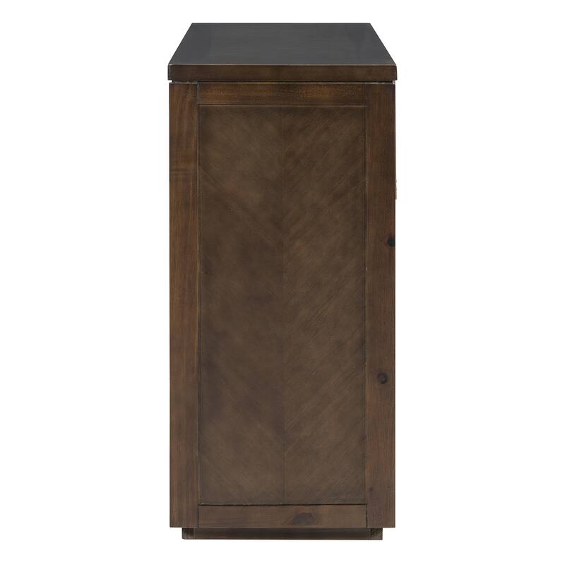 Brown Rustic Wooden Console Table with Storage Drawers