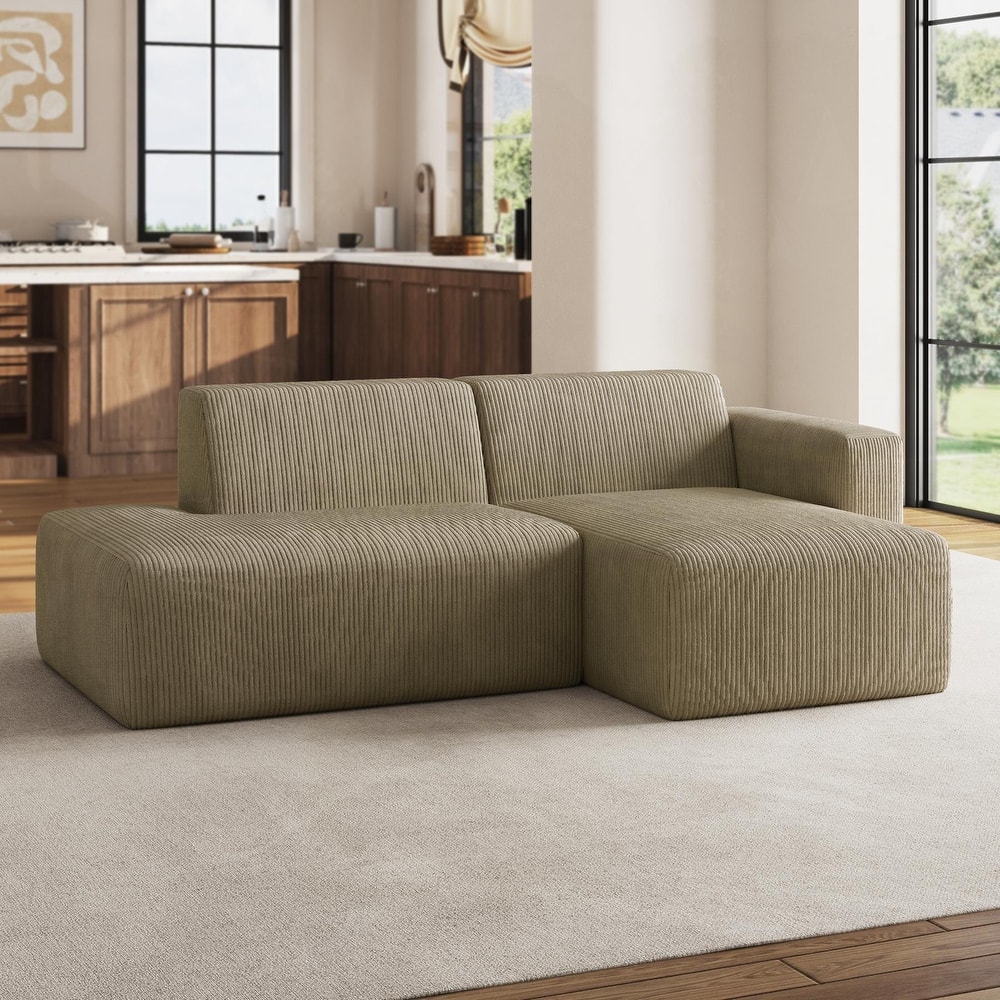 No Assembly Modular Corduroy Sectional Sofa Couch