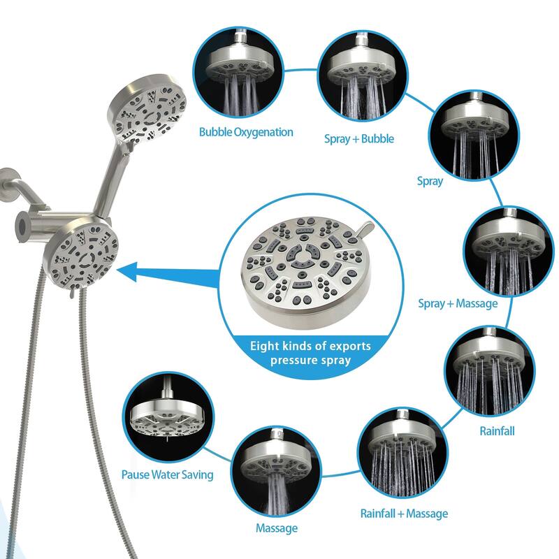 Topcraft Wall Mount Multi-Functional Dual Head Showerhead