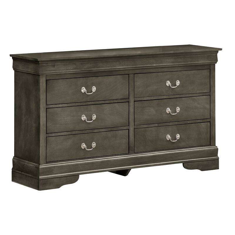 6-Drawer Wooden Bedroom Dresser - 57" - Gray
