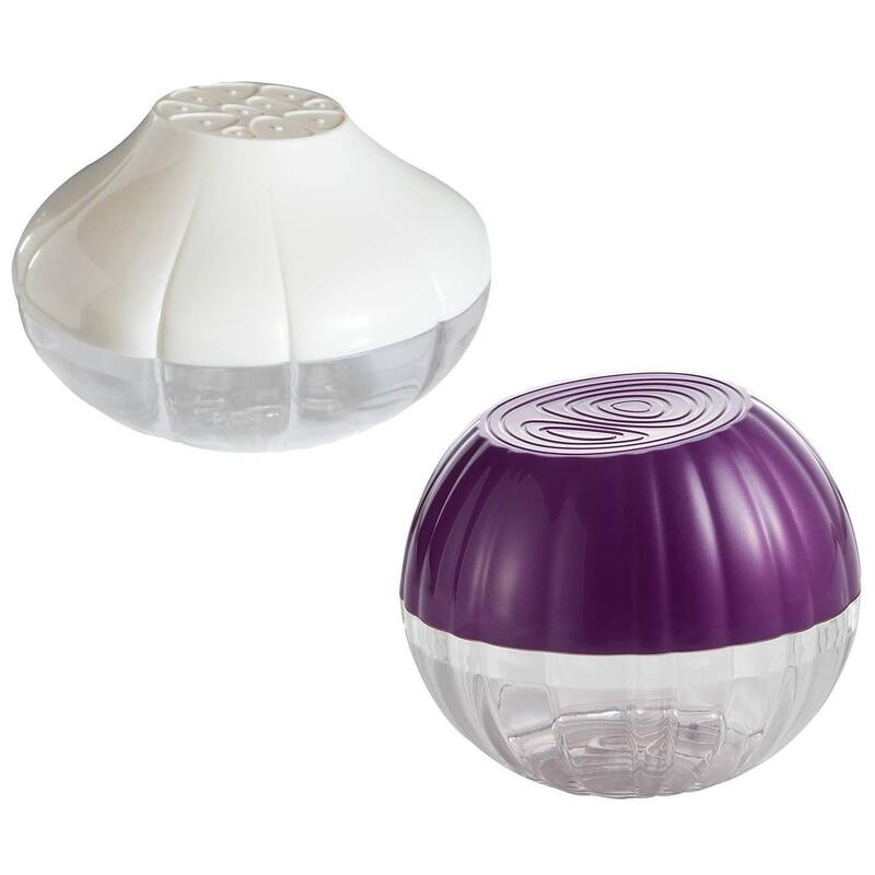 Hutzler Pro-Line Onion & Garlic Savers Food Keeper Set - Keeps Fresh Longer - Purple White