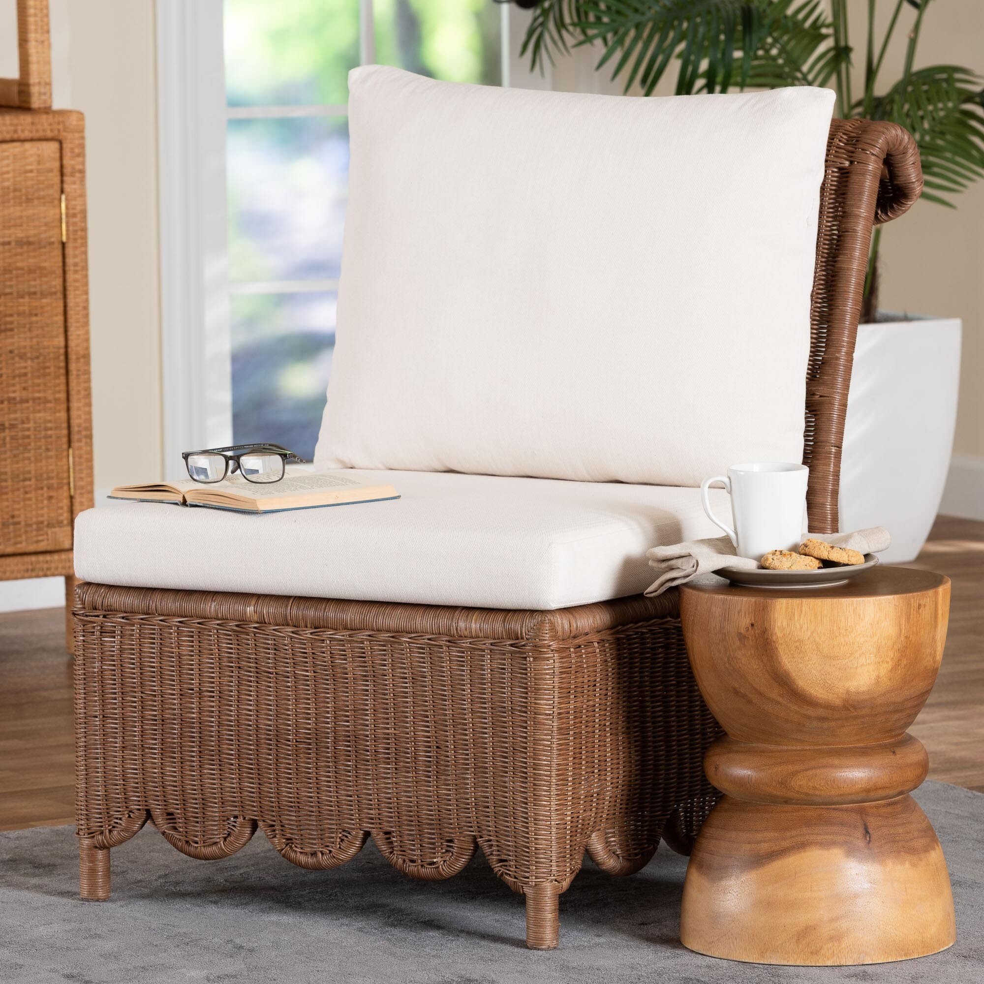 Detta Natural Rattan Accent Chair - Handwoven Wicker Lounge Chair