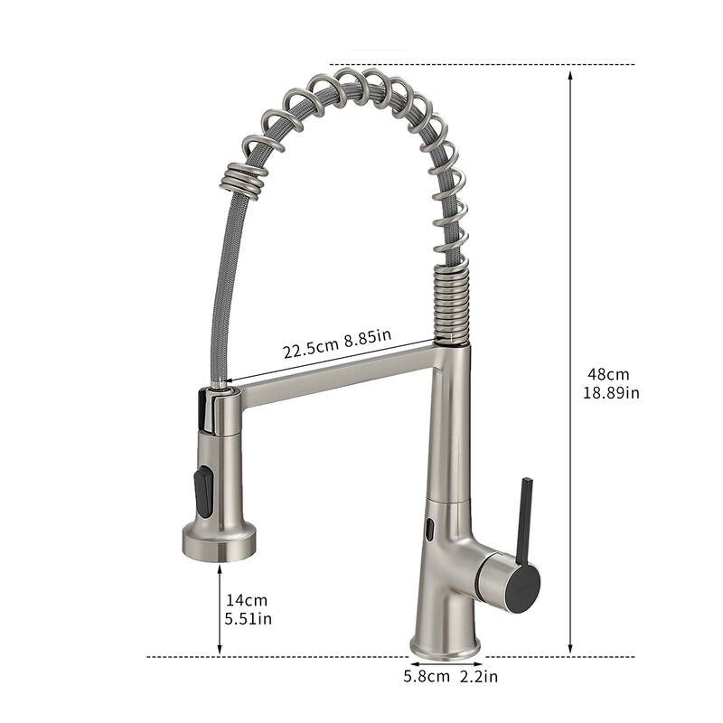 Single Handle Spring Touchless Pull Down Kitchen Faucet