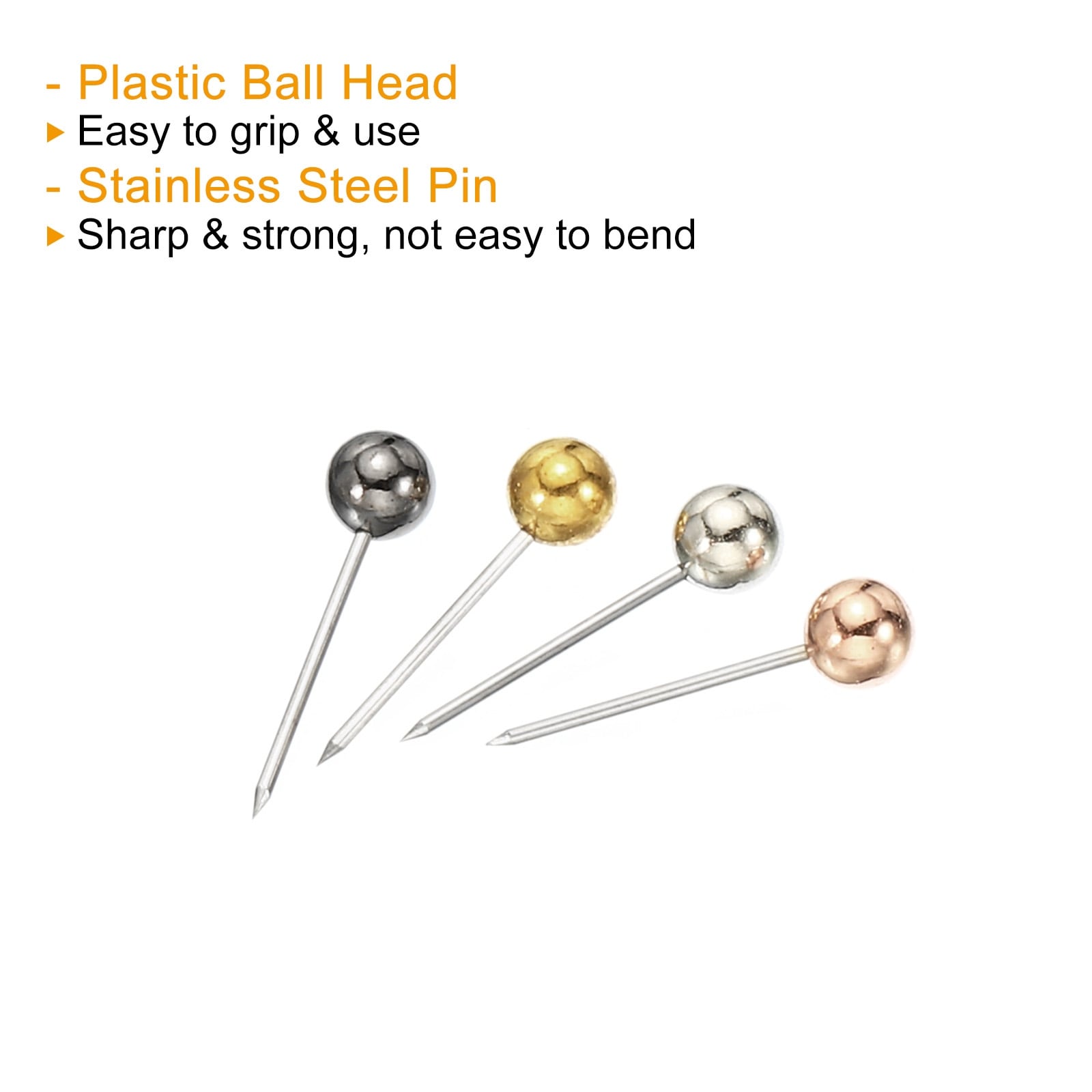 200pcs Push Pins Round Head Map Tacks Steel Point for Fabric