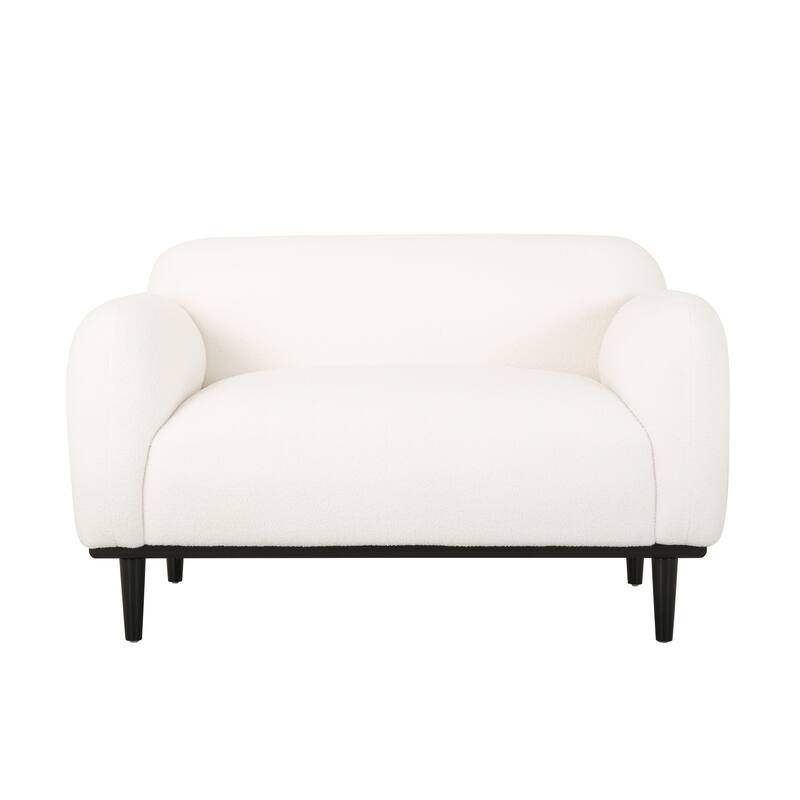 White Polyester Loveseat with Contemporary Design