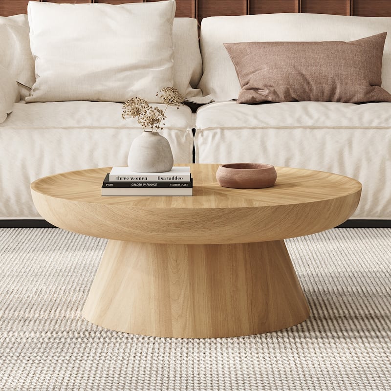 Round Walnut Nesting Coffee Tables | 2-Piece Set & Single Table Options - Modern Stackable Accent Tables