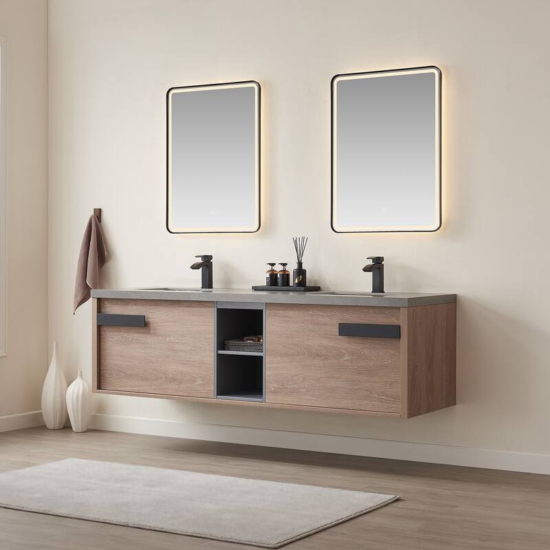 Miseno MV703272 Carcastillo 72" Wall Mounted Double Basin Vanity Set