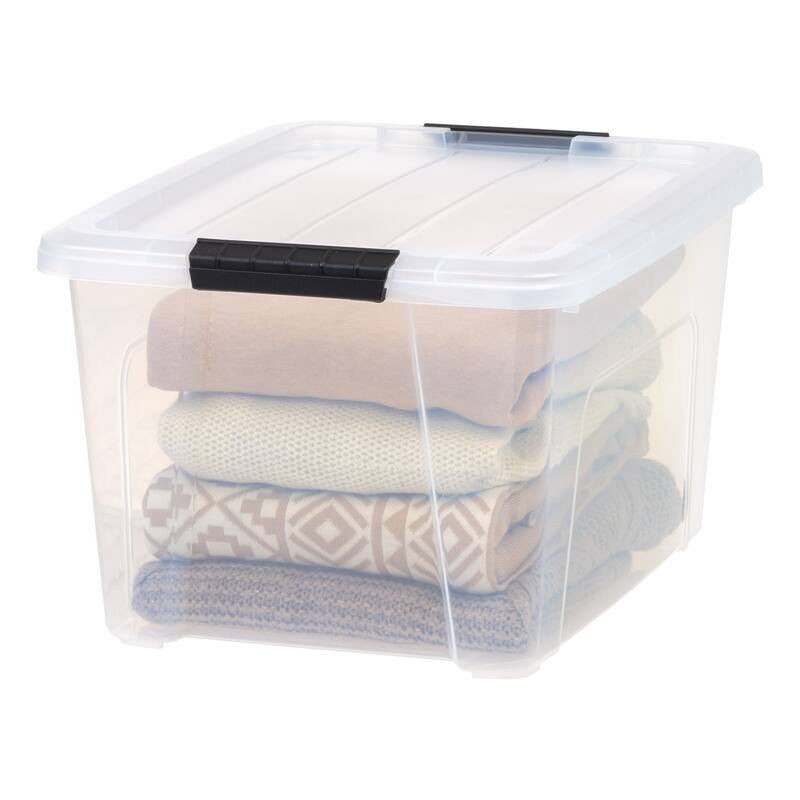 IRIS USA® Buckled Clear Box 32 Qt Buckle Lid - Clear - Set of 4