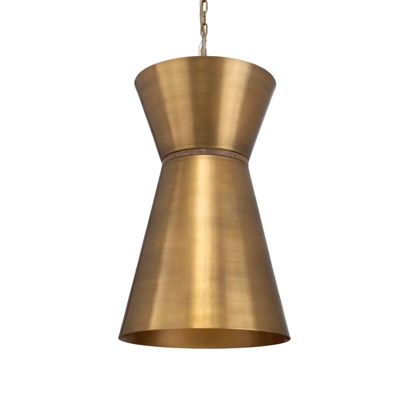 Uttermost 21617 Crocker 15" Wide Pendant with Wood Accent - Antique Brass