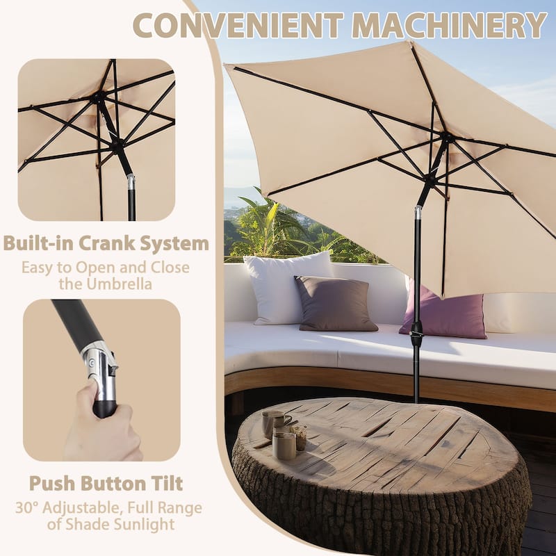 9FT Patio Umbrella with Base Included Outdoor Umbrella with Tilt and Crank