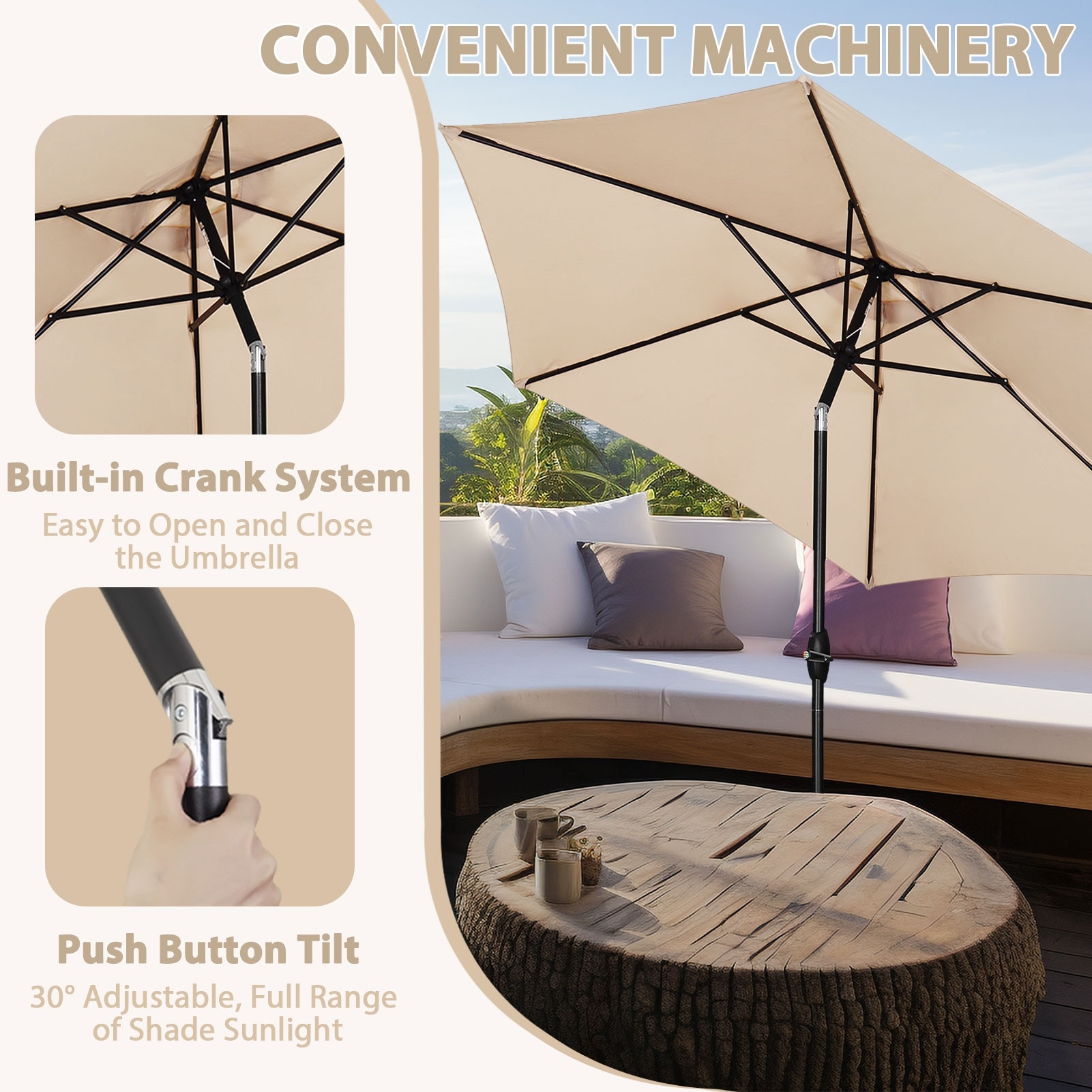 abba patio 9' crank & tilt patio umbrella 9FT Lyon Outdoor Outdoor Table Umbrella with Push Button and Market Umbrella 8 Sturdy Ribs UV Protection Waterproof for Garden Deck Backyard Pool Dark Red while the UV Abba Patio 9FT Lyon Outdoor