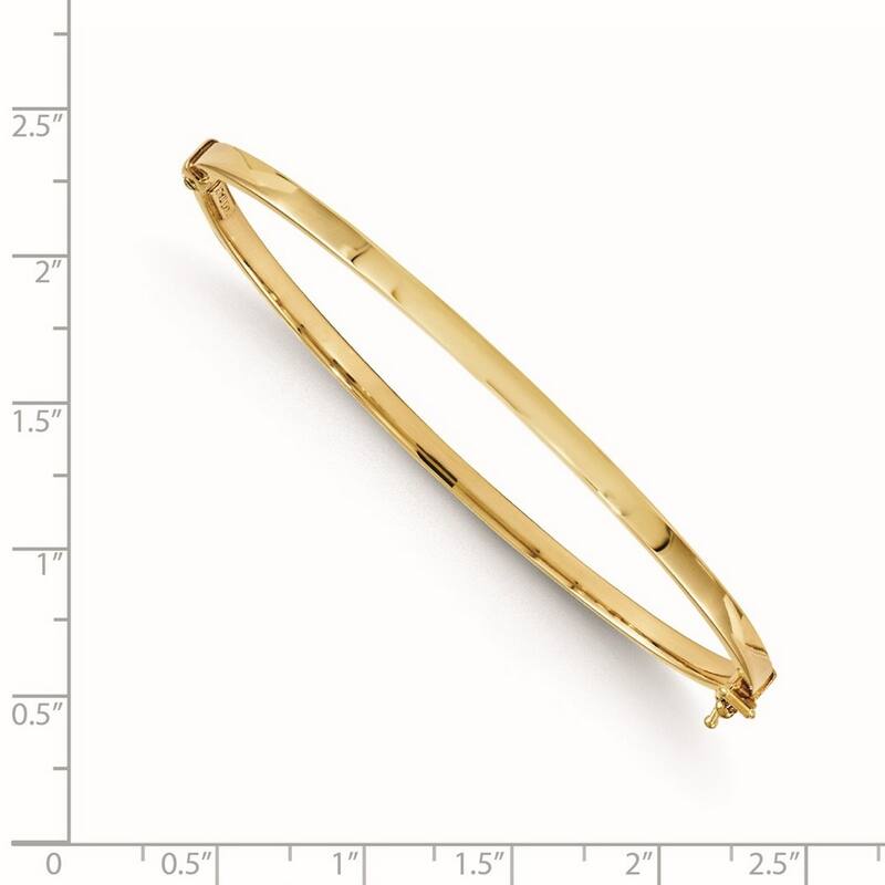 Curata 14k Yellow Gold Polished Hinged Cuff Stackable Bangle Bracelet