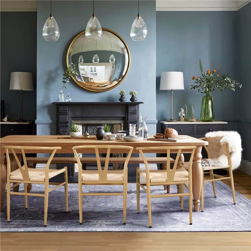 Yaheetech Modern Weave Y-Shaped Dining Chair with Solid Metal Frame