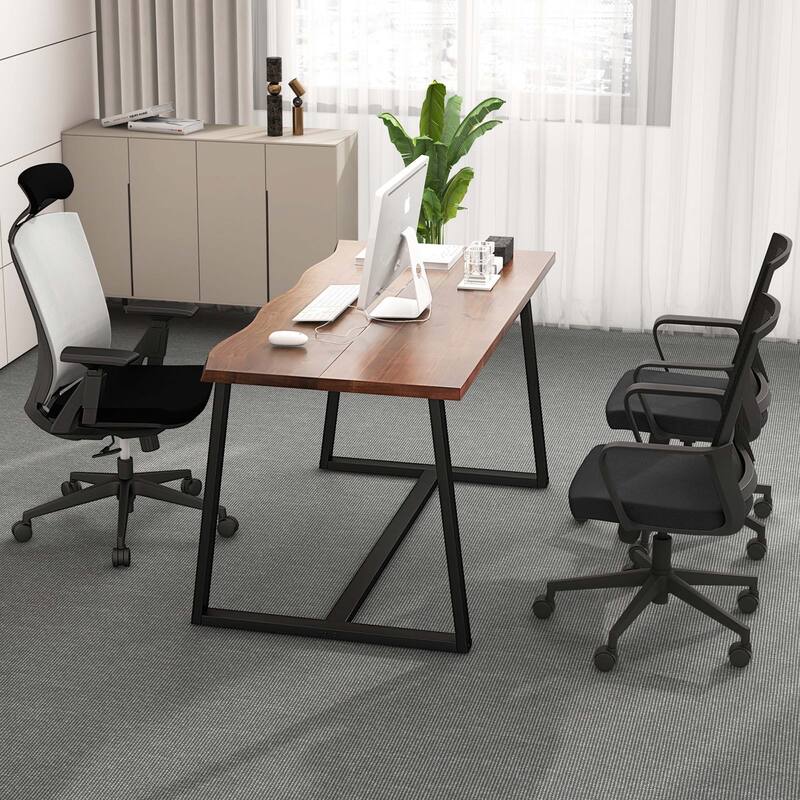 Costway 63" Large Dining Table for 4-6 People with Wavy Edge - See Details