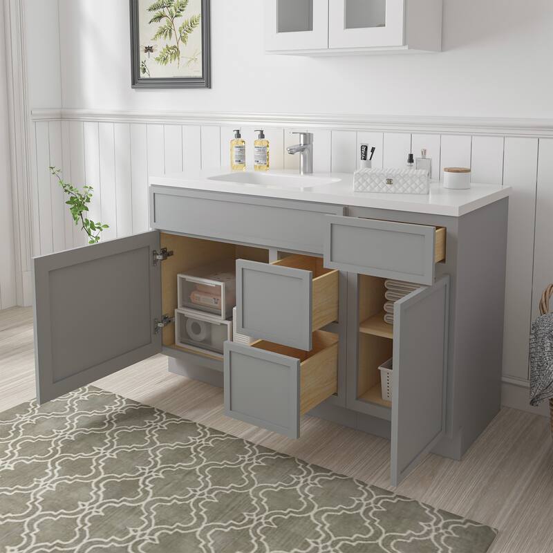 Vanity Art 51" Birch Freestanding Bathroom Vanity Cabinet without Top