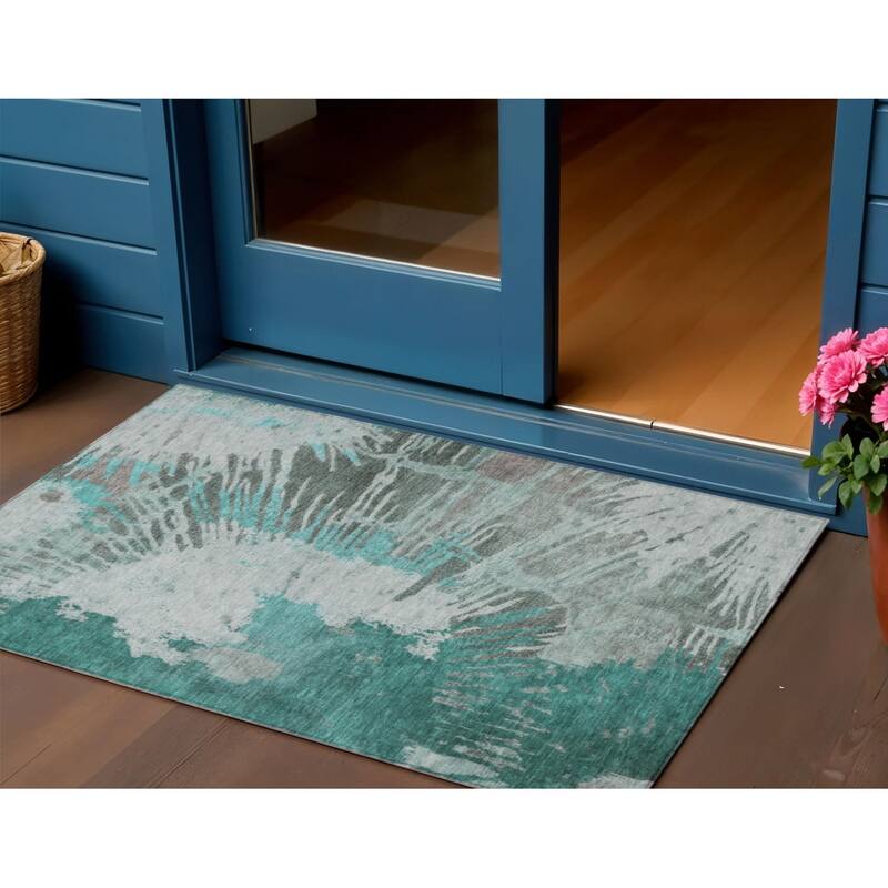 HomeRoots Abstract Transitional Rectangle Outdoor Rug - 3' x 5'