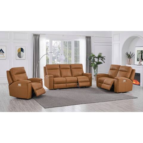 Hydeline Venice Zero Gravity Power Reclining 100% Leather Sofa Loveseat and Recliner with Built in USB Ports and Cup Holder