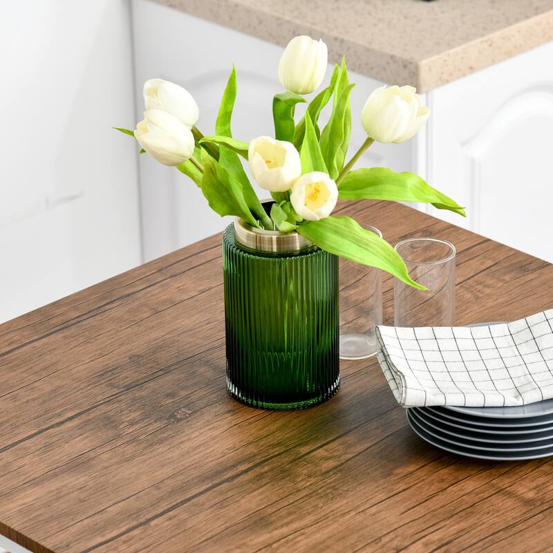 Modern 3-Piece Dining Set with Square Counter Height Bar Table & 2 Steel Footrest Open Back Chairs