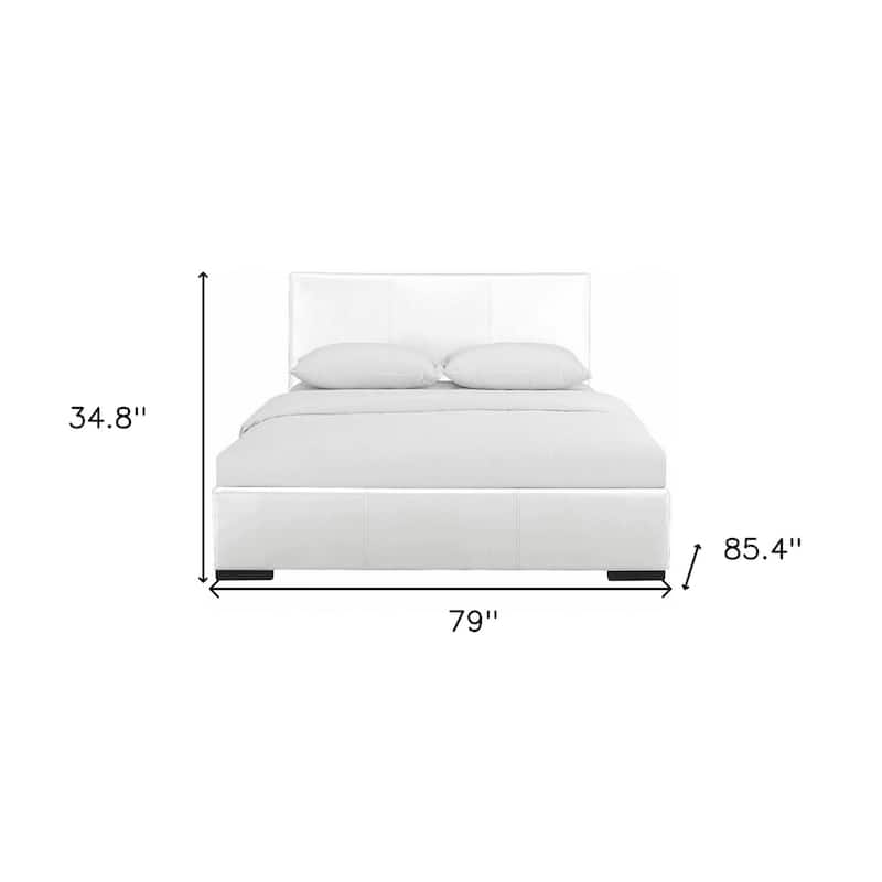 HomeRoots White Faux Leather King Bed Frame