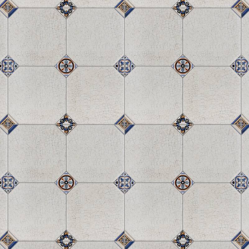 Merola Tile Manises Decor Blanco 13-1/8" x 13-1/8" Porcelain Floor and Wall Tile