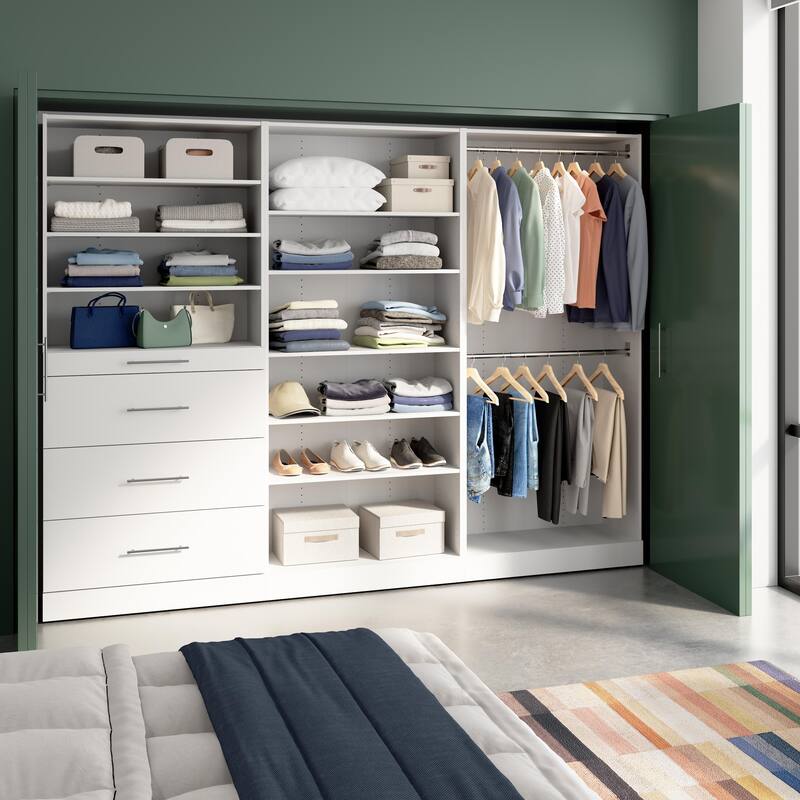 Bestar Florence 107W x 16D Walk-In Closet Organizer System, Slab - White