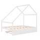 preview thumbnail 9 of 12, White Full Size Wooden House Bed with Trundle and Roof