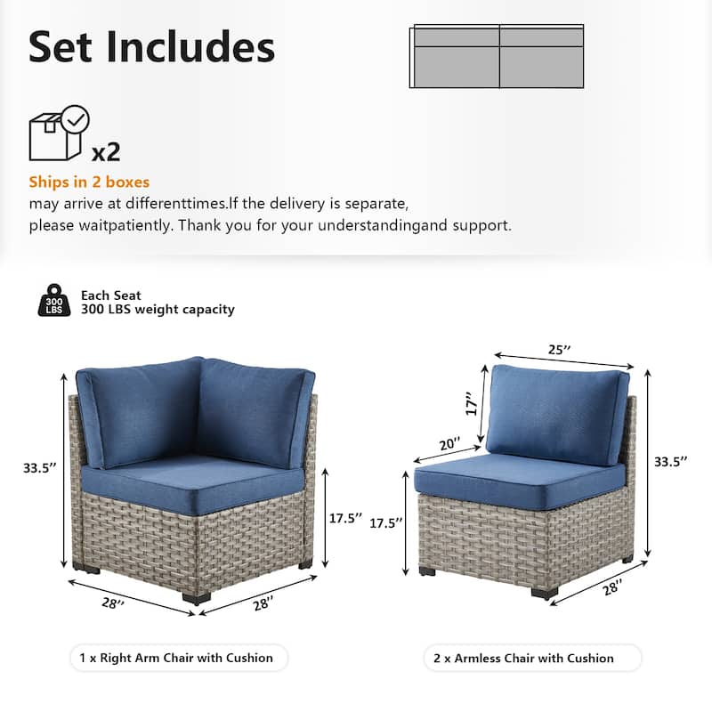 Pocassy Outdoor Sectional Sofa Patio Furniture Sets with Thickened Cushions
