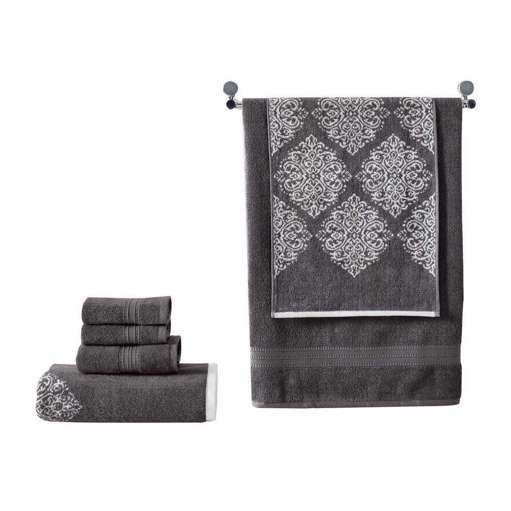 Black damask towels shop