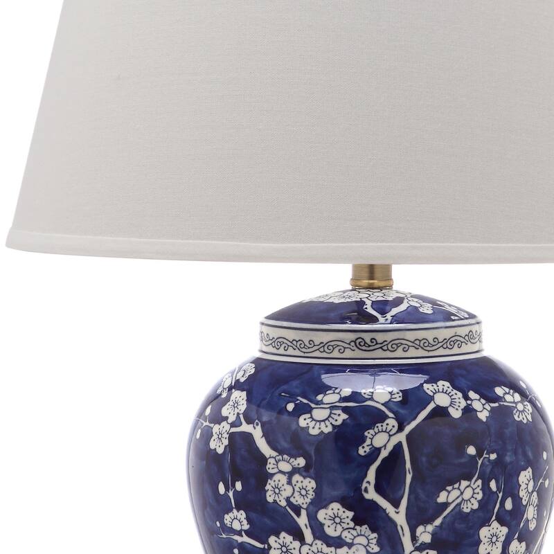 SAFAVIEH Lighting Tiffani Blue Blossom Ceramic Table Lamp (Set of 2) - 17" x 17" x 29" - 17Wx17Dx29H