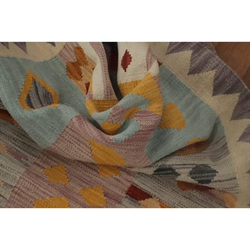 Hand Woven Oriental 100% Wool Carpet Southwestern Tribal Multi-Colored Kilim Runner Rug - 11' 2'' X 2' 6''