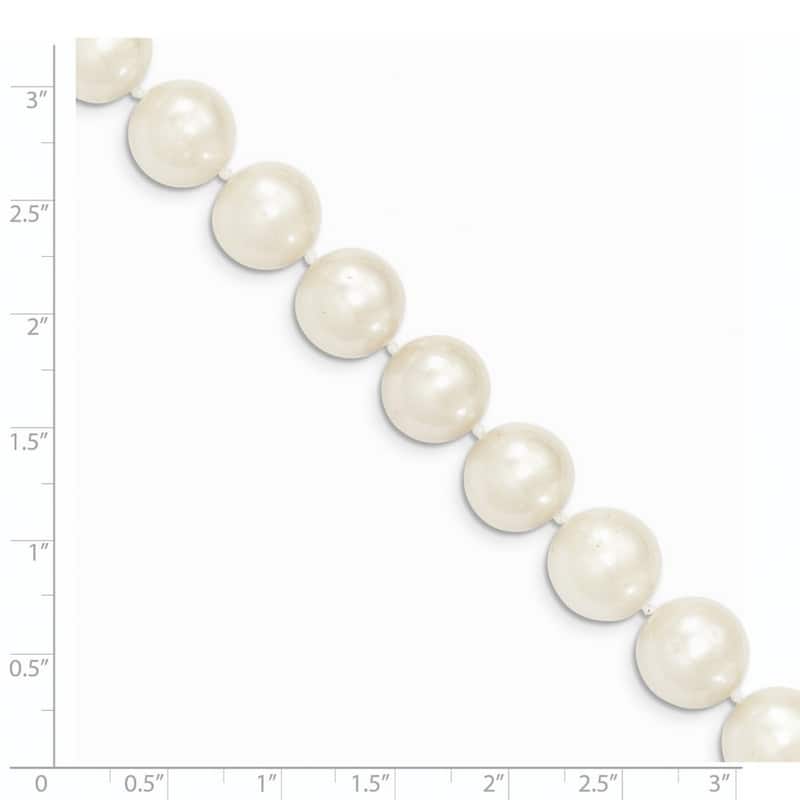 Curata 14k Yellow Gold Pearl clasp 11 12mm White Near Round Freshwater Cultured Pearl Bracelet 7.5 Inch