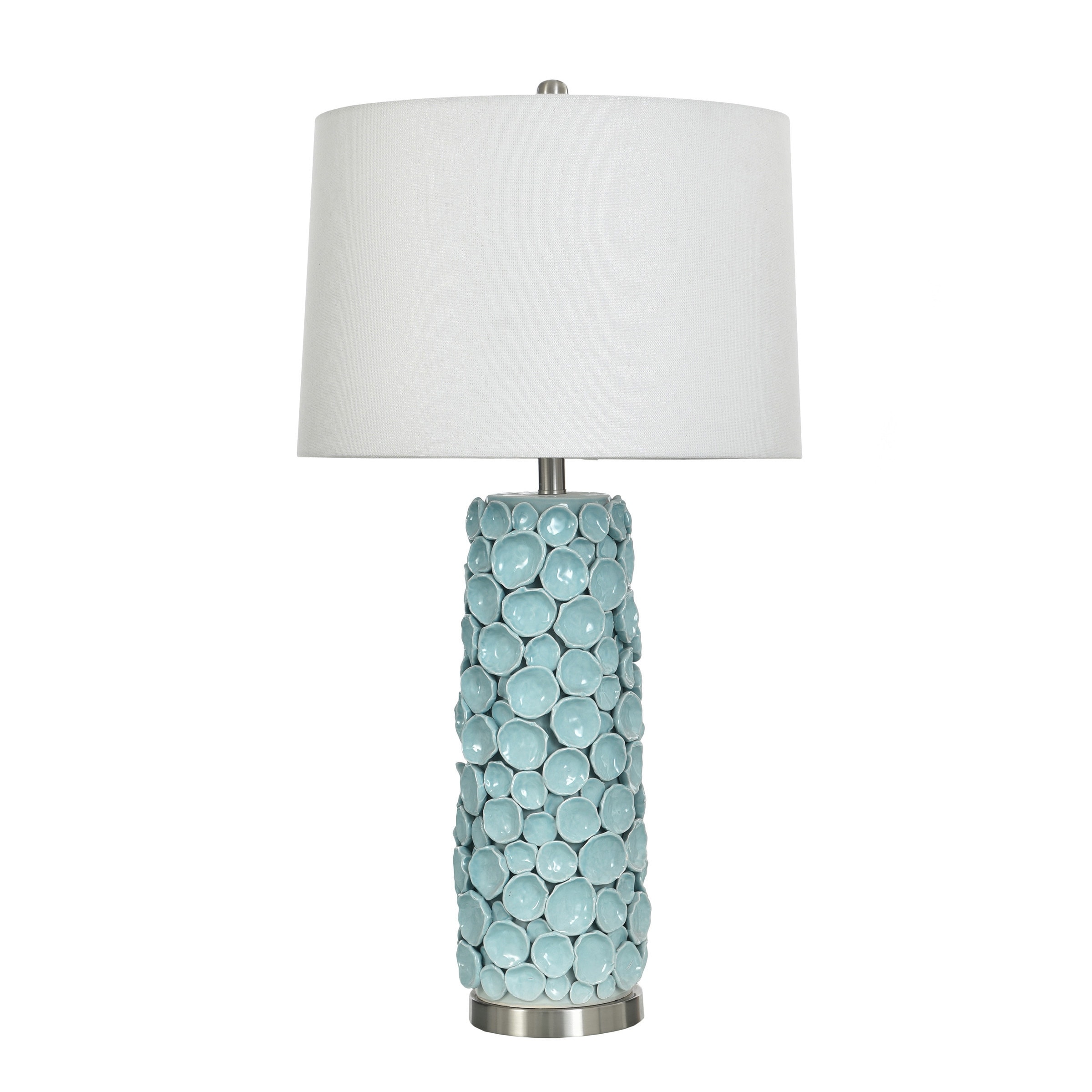 StyleCraft Ceramic Table Lamp - Naha Blue - White Shade