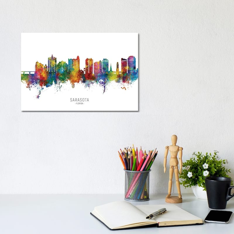 iCanvas "Sarasota Florida Skyline City Name" by Michael Tompsett Canvas Print - 8x12x0.75