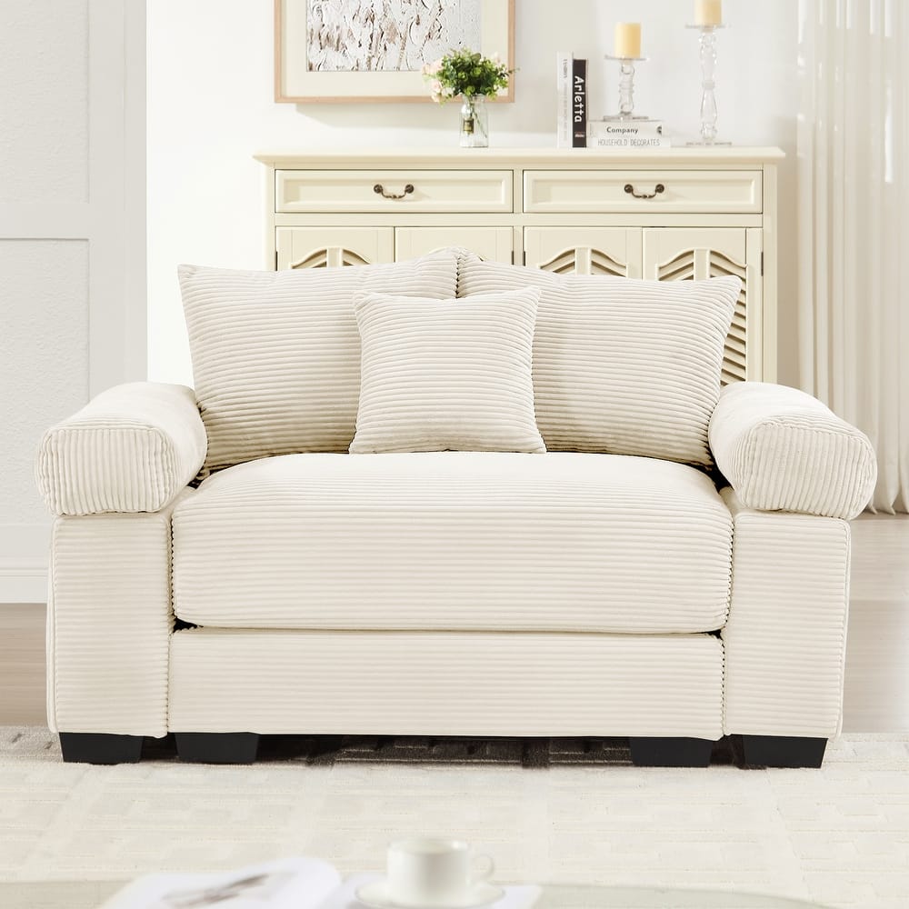 Roomfitters 54.3" Oversized Cloud Modular Sofa, Deep Seat Corduroy Couch with Extra-Thick Armrests