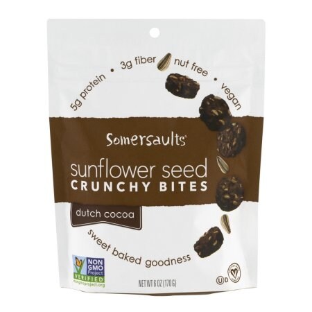 Somersaults Crunchy Sunflower Seed Bites - Dutch Cocoa - Case of 6 - 6 oz.