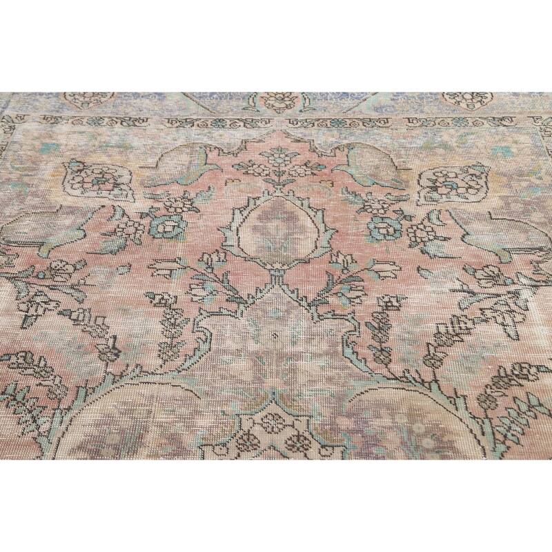 Muted Distressed Tabriz Persian Area Rug Wool Hand-knotted Carpet - 6'6" x 9'1"