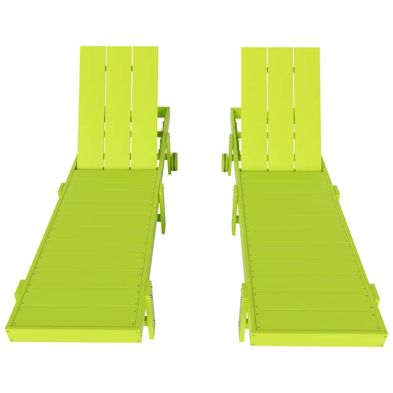 Shoreside Modern Poly Eco-Friendly All Weather Reclining Chaise Lounge With Wheels (Set Of 2)