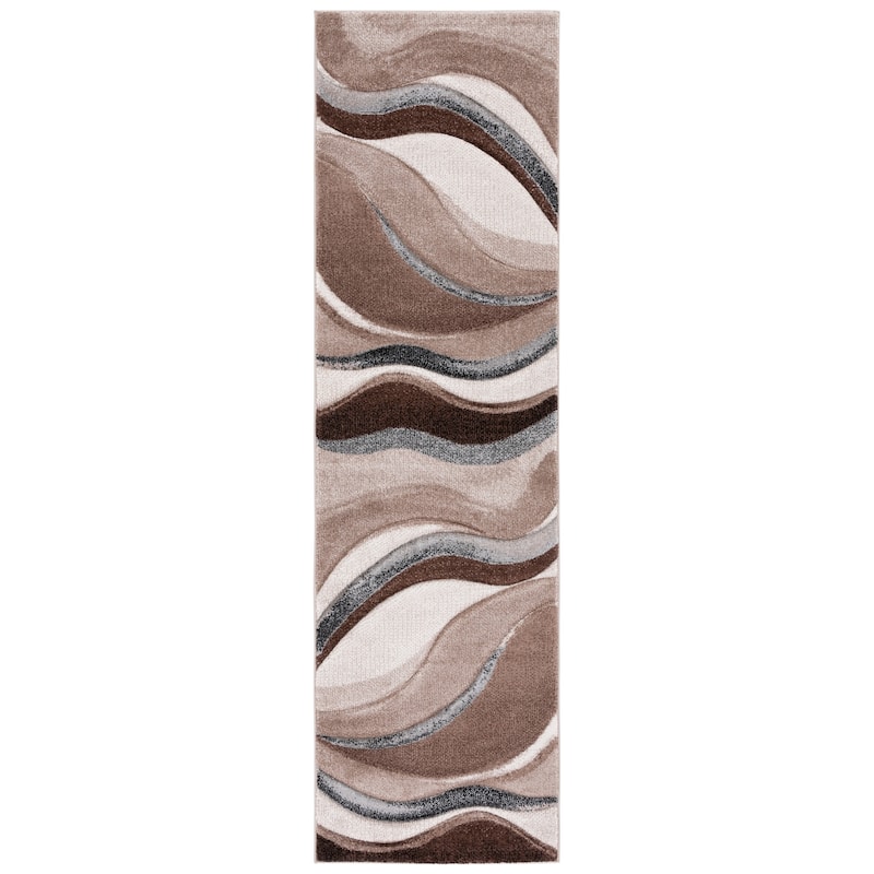 SAFAVIEH Hollywood Osanna Mid-Century Modern Rug - 2'3" x 8' Runner - Brown/Ivory