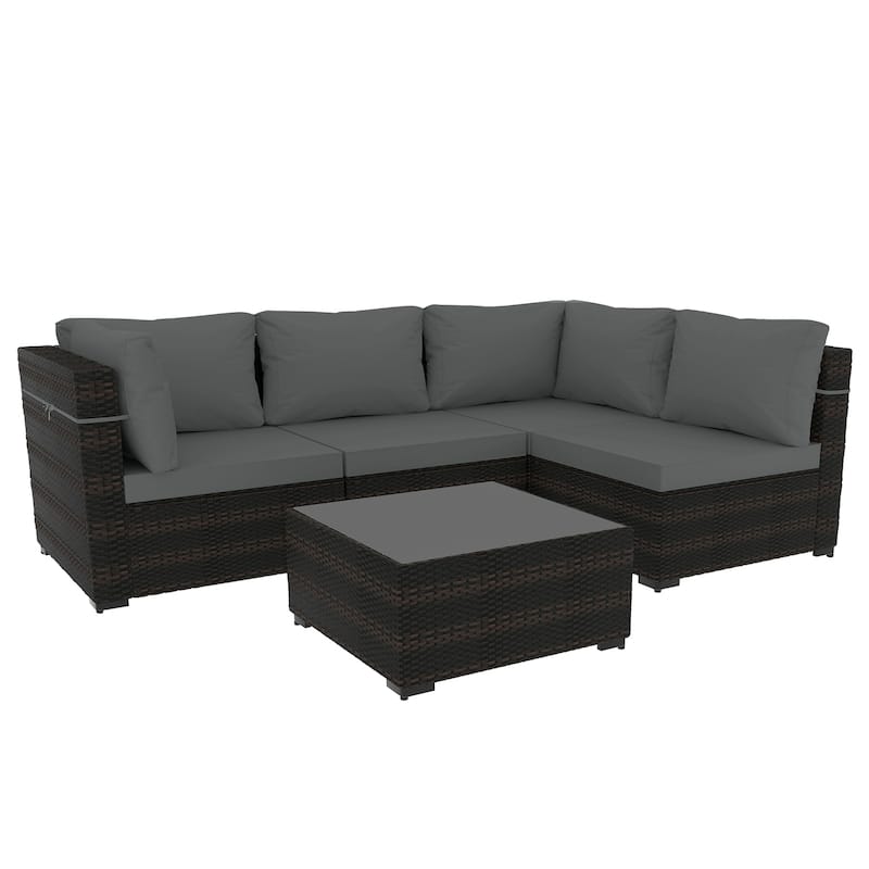 Patio Watcher Morden Outdoor 7-Piece Rattan Wicker Sectional Set Suit for Backyard