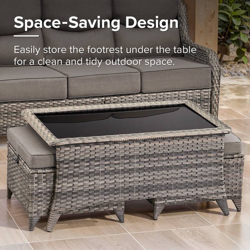 Gymojoy 6-Piece Patio Furniture Set with Swivel Glider Chairs, 6-Inch Ultra-Plush Cushions & Water-Resistant Olefin Fabric