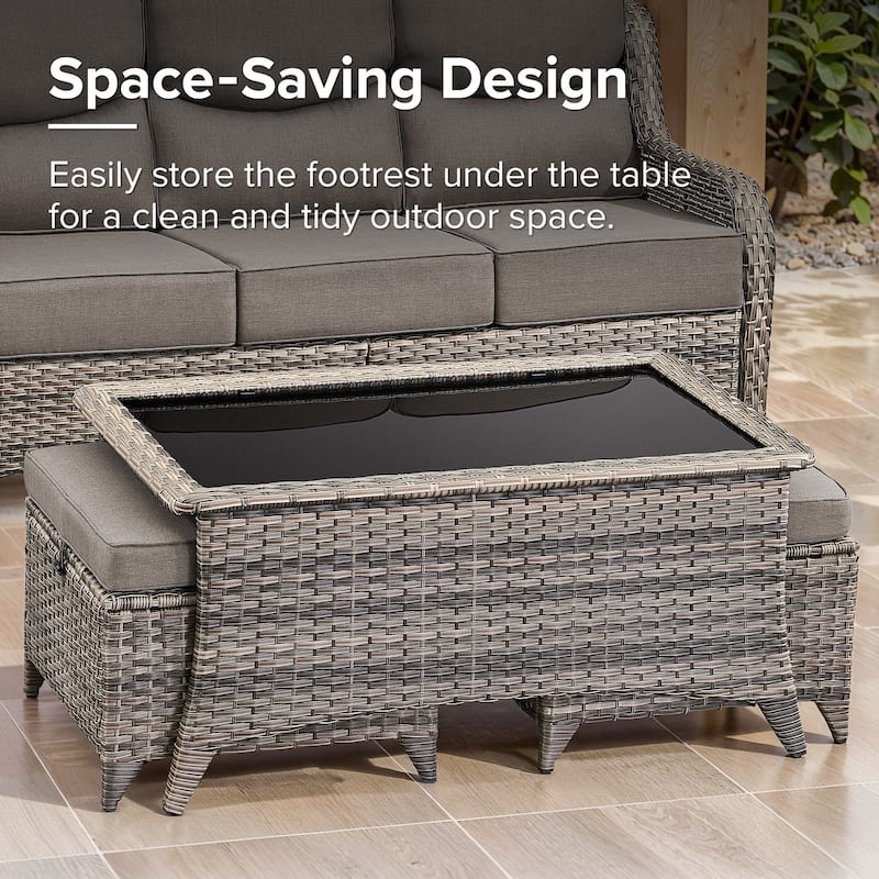 Gymojoy 8-Piece Patio Furniture Set with Swivel Glider Chairs, 6-Inch Ultra-Plush Cushions & Water-Resistant Olefin Fabric