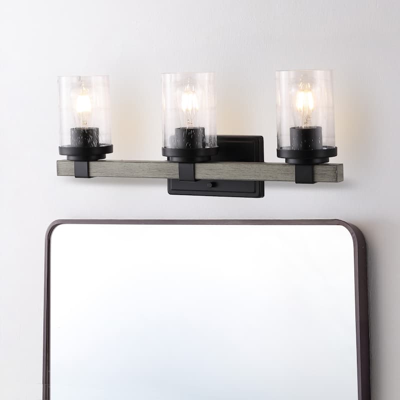 Ferme Iron/Seeded Glass Rustic LED Vanity Light, by JONATHAN Y