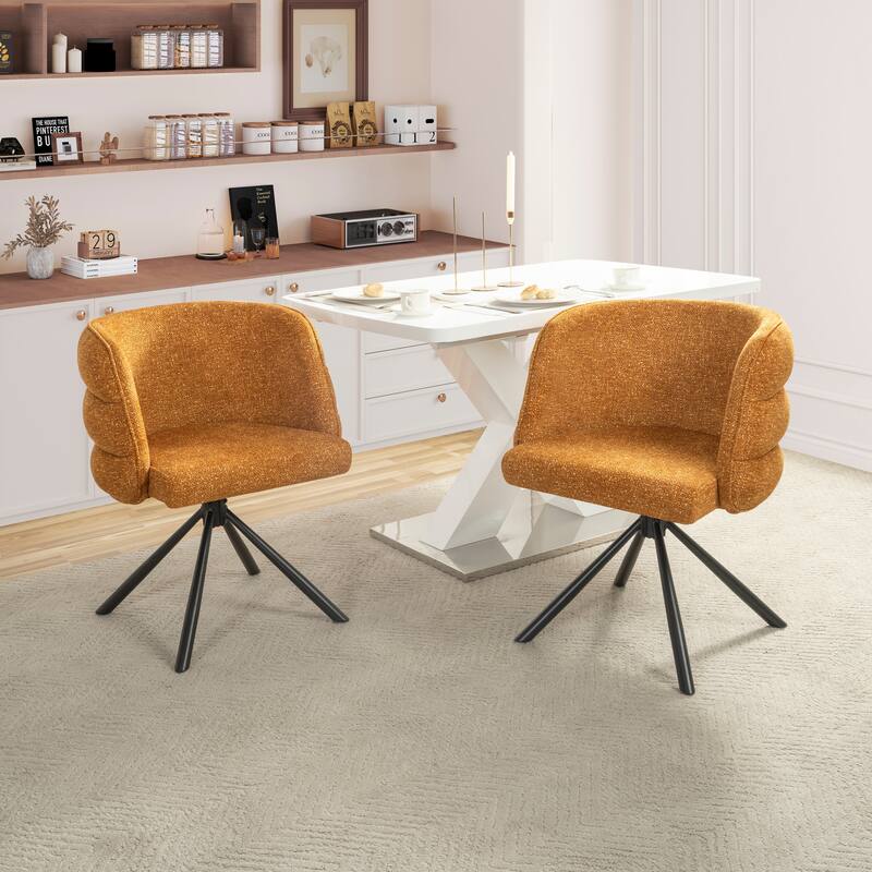 270° Swivel Office Desk Chairs Set of 2,Modern Dining Chairs, Upholstered Bedroom Chairs with Metal Base,Makeup Chair for Vanity