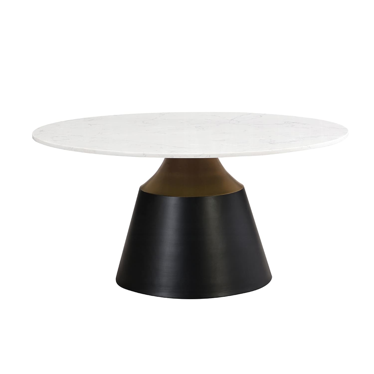 Round Coffee Table with Marble Top in White and Black