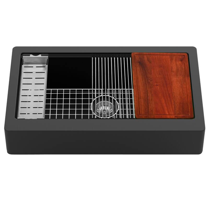 Karran USA QARWS-740 Quartz QARWS Series 34" Farmhouse Single Basin - Black