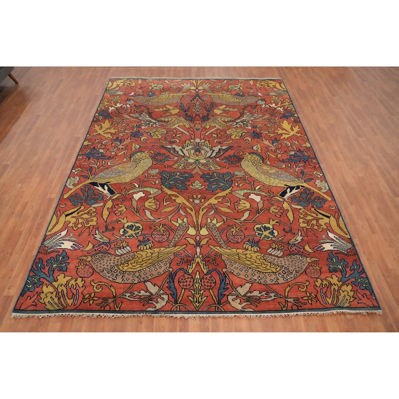Hand Knotted Oriental 100% Wool Carpet Traditional All-Over Oranges & Rust Ziegler Area Rug - 11' 10'' X 9' 0''