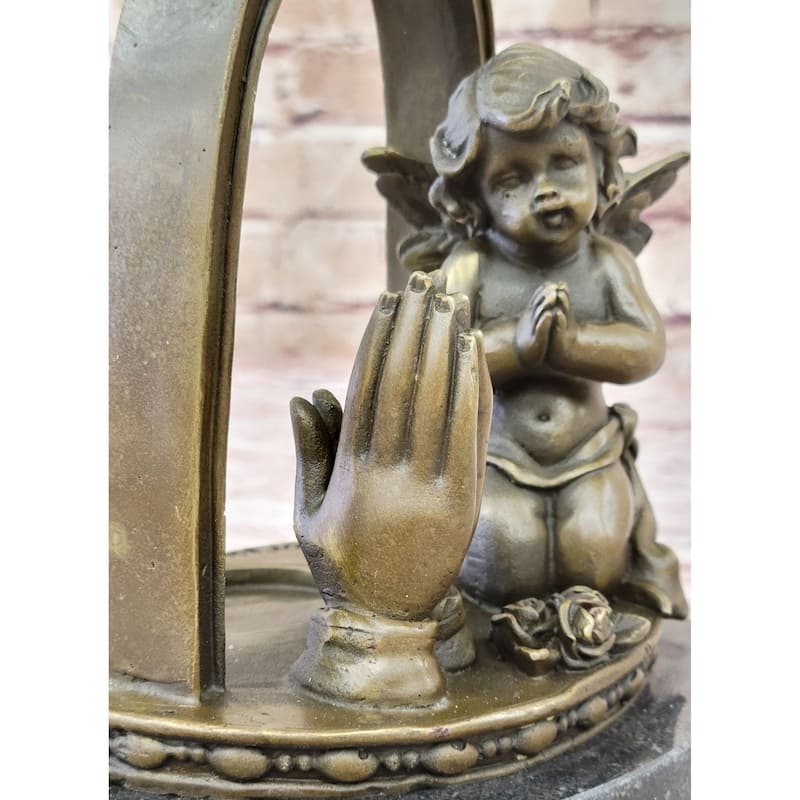 Hand Made Putti Praying By A. Moreau Genuine Real Bronze Home Decoration Gift