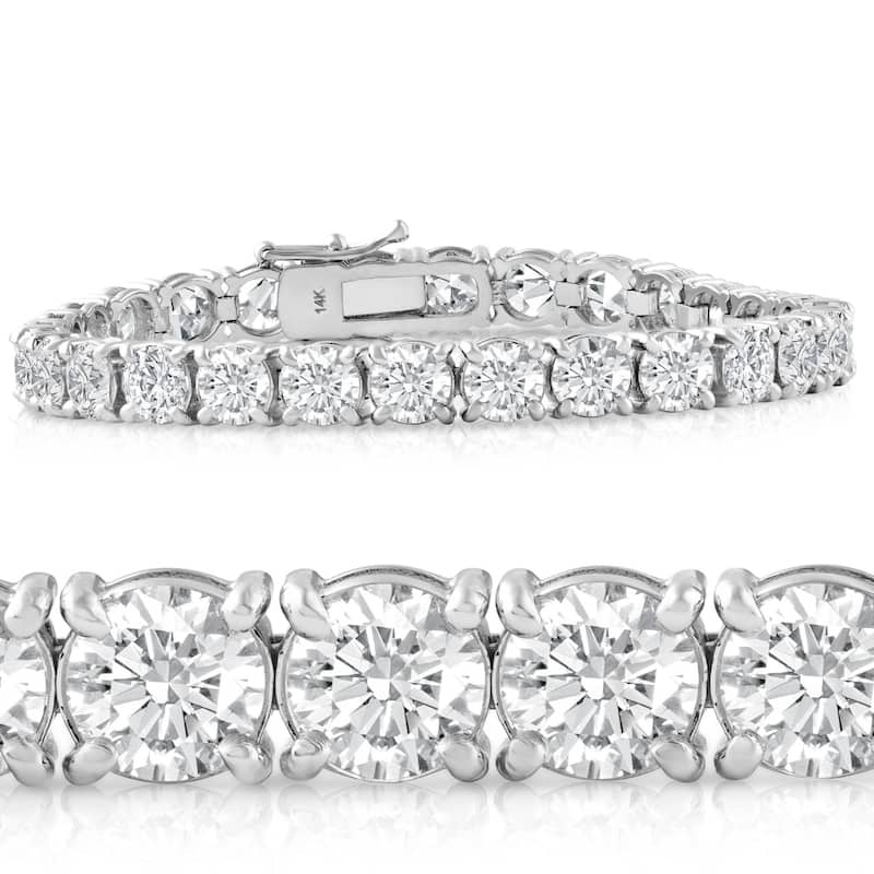 20 Ct Lab Grown Diamond Tennis Bracelet White Gold 7"