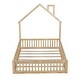 preview thumbnail 6 of 14, Wood Full Size House Platform Bed with Guardrail